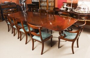 Antique Regency Flame Mahogany Dining Table & 12 chairs 19th C