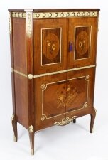 Vintage Meuble Francais ormolu mounted burr walnut cocktail cabinet 20th Century