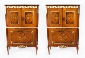 Vintage Pair Meuble Francais Ormolu Mounted Cocktail Cabinets Dry Bars 20th C