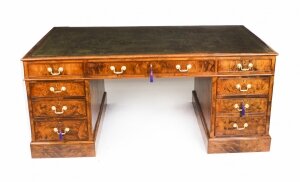 Antique Victorian Burr Walnut Partners Pedestal Desk 19th C | Ref. no. A2098 | Regent Antiques