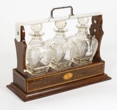 Antique Inlaid Oak Three Cut  Crystal Decanter Tantalus C1870 19th C | Ref. no. A2099 | Regent Antiques