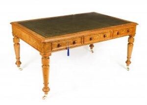 Antique Victorian 6 Drawer Pollard Oak Partners Writing Table Desk 19th C