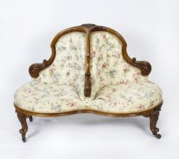 Antique Victorian Walnut Love Seat Conversation Settee C1850 19th C | Ref. no. A2103 | Regent Antiques