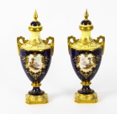 Antique Pair Coalport Urnular Vases & Covers, Late 19th Century | Ref. no. A2106 | Regent Antiques