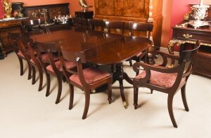 Antique Twin Pillar Regency  Dining Table & 10 William IV dining chairs  19th C | Ref. no. A2110a | Regent Antiques