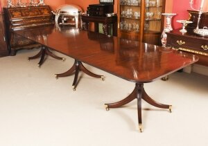 Vintage 12ft Regency Mahogany Triple Pillar Dining Table William Tillman 20th C Vintage 12ft Regency Mahogany Triple Pillar Dining Table William Tillman 20th C