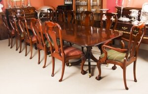 Vintage 3 Pillar Dining Table by William Tillman & 12 dining chairs  20th C | Ref. no. A2117b | Regent Antiques