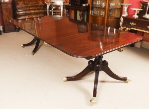 Antique 8ft 8& 34 Irish Regency Twin Pillar Mahogany Dining Table C1820 19th C