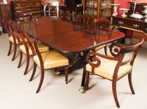 Antique Twin Pillar Regency  Dining Table & 8 Regency chairs C1820 19th C | Ref. no. A2130a | Regent Antiques