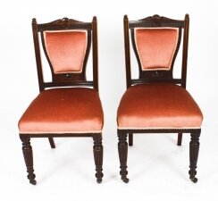 Antique Pair Late Victorian Side Chairs 19th Century