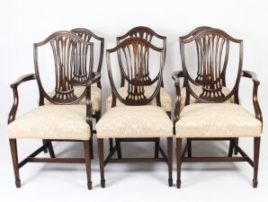Vintage Set 6 Shield Back Dining Chairs by William Tillman 20th C