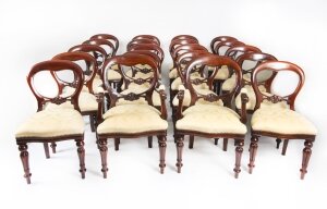 Vintage Set 20 Victorian Revival Balloon back Dining Chairs 20th C