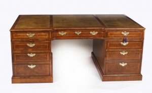 Antique 6ft Burr Walnut Partners Pedestal Desk  20th Century | Ref. no. A2178 | Regent Antiques