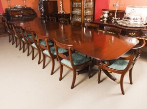 Vintage Arthur Brett Three Pillar Mahogany Dining Table & 14 Chairs 20th Century | Ref. no. A2216a | Regent Antiques