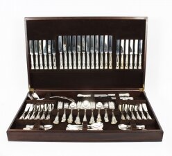 Vintage English Silver Plated Cased Kings Pattern Cutlery Set  x 12 Mid 20th C | Ref. no. A2225 | Regent Antiques