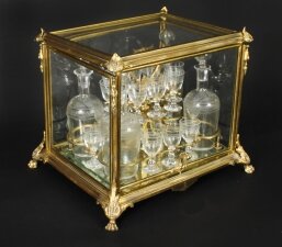 Antique French Bacarrat Ormolu with Glass Tantalus Cave a Liqueur 19th C