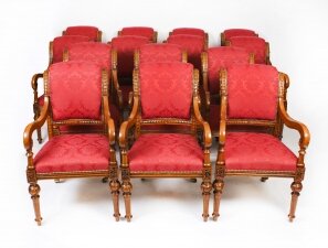 Antique Set 14 Irish Oak Open Armchairs C1840 19th C