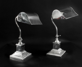 Antique Pair of Silver Plate Bankers Lamps Desk Lamps Circa 1920 | Ref. no. A2268 | Regent Antiques