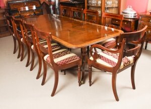 Vintage Twin Pillar Dining Table by William Tillman & 10 dining chairs  20th C | Ref. no. A2293a | Regent Antiques