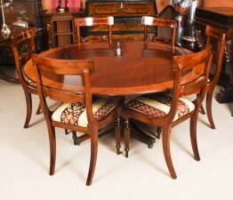 Vintage 5ft 3& 34 Circular Dining Table & 6 Chairs William Tillman 20th Century