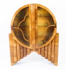 Antique Art Deco Burr Walnut Rocket Display Cabinet c.1920 | Ref. no. A2307 | Regent Antiques