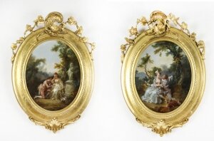 Antique French Pair Oval Romantic Paintings Circa 1780 18th C | Ref. no. A2309 | Regent Antiques