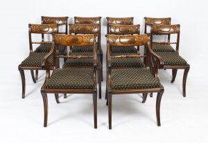 Antique Set 10 Scottish Regency Dining Chairs C1815 19th Century