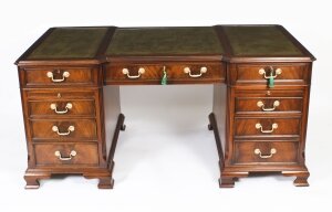 Vintage Georgian Revival Flame Mahogany  Pedestal Desk 20th C | Ref. no. A2323 | Regent Antiques