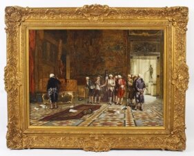 Antique Painting by Adolphe Alexandre Lesrel & 34 The Acquisition& 34 1875 19th C
