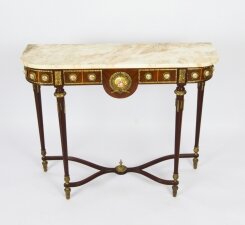 Vintage French Ormolu & Porcelain Mounted Console Table Mid 20th Century