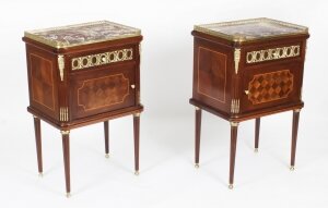 Antique Pair French Empire Style Bedside Cabinets 19th Century