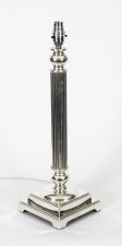 Antique Victorian Silver Plated Doric Column Table Lamp 19th C