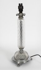 Vintage Glass and Silver Plated Table Lamp Mid 20th C