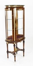 Vintage Oval Walnut & Ormolu Mounted Marble Topped Display Cabinet 20th C