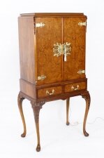 Vintage Burr Walnut  Queen Anne Cocktail Cabinet Drinks Dry Bar  Circa 1930 | Ref. no. A2450 | Regent Antiques