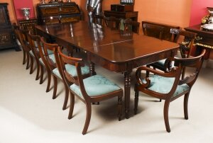 Antique Metamorphic Victorian Mahogany Dining Table & 12 Chairs 19th C