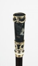 Antique Moss Agate Sterling Silver Walking Stick Cane Georg Adam Schied 1900