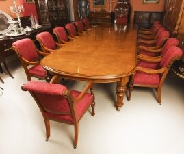 Antique 16ft Pollard Oak Victorian Extending Dining Table & 14 Chairs 19th C