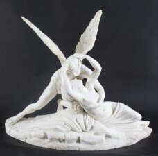 Antique Carrara Marble Lovers Sculpture after Canova 19th Century