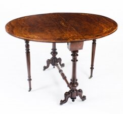 Antique Victorian Burr Walnut & Inlaid Sutherland Table 19th C