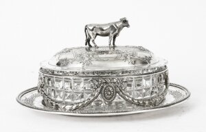 Antique Victorian Silver Plate & Cut Glass Butter Dish Martin Hall C1880 19th C | Ref. no. A2506 | Regent Antiques