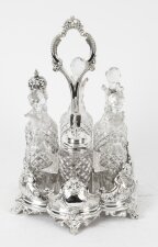 Antique Victorian Silver Plated 6 Bottle Cruet Set Henry Wilkinson Circa 1860