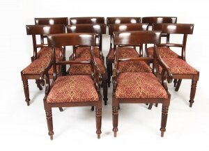 Antique Set 10 English William IV Barback Dining Chairs Circa 1830 19th C