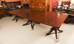 Antique 11ft George III Regency Flame Mahogany Triple Pillar Dining Table 19th C | Ref. no. A2553 | Regent Antiques