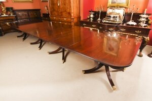 Vintage 16ft Regency Mahogany Triple Pillar Dining Table William Tillman 20th C Vintage 16ft Regency Mahogany Triple Pillar Dining Table William Tillman 20th C