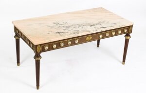 Vintage Ormolu Mounted Coffee Table Marble Top H&L Epstein Style Mid Century