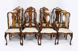 Antique Set 12 Dutch Marquetry Walnut High Back Dining Chairs Late 18th C | Ref. no. A2620a | Regent Antiques