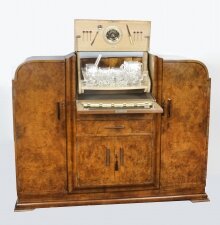 Antique Art Deco Walnut Cocktail Cabinet Sideboard 