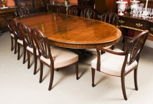 Antique 10ft 6& 34 Regency Revival Dining Table & 12 Chairs 19th C