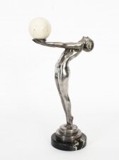 Antique French Art Deco Silvered Female nude & 34 Clarte& 34 by Max Le Verrier 